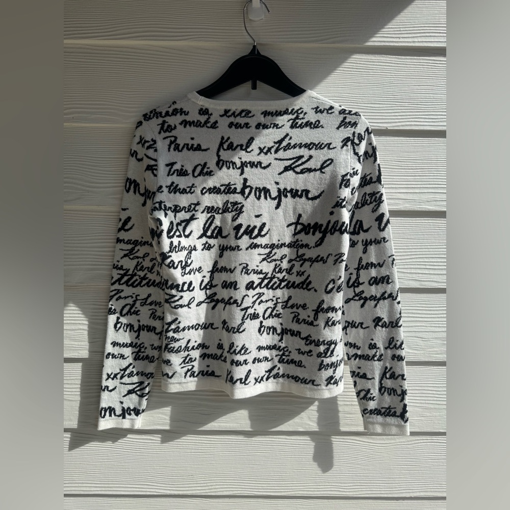 Karl Lagerfeld Black Script on White Women's sweater - Picture 7 of 8